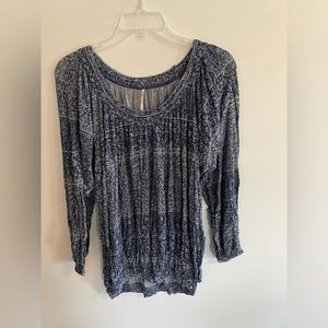 Free People navy blue floral top